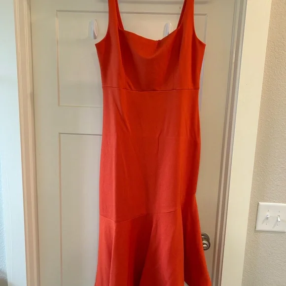 Elegant Anthropology Asymmetric Orange Midi Dress - Picture 4 of 6